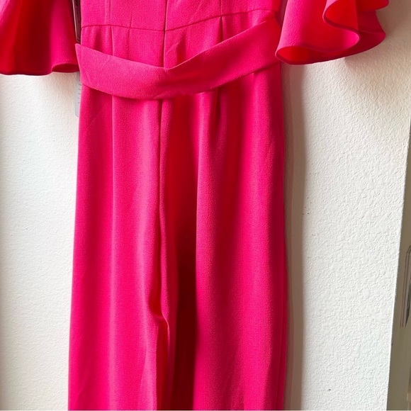 NWT Eliza J Red Off-the-shoulder Bell Sleeve Tie Waist Jumpsuit Sz 6 - Picture 11 of 16